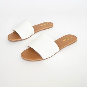 Lulu’s Flat White Slide Sandals